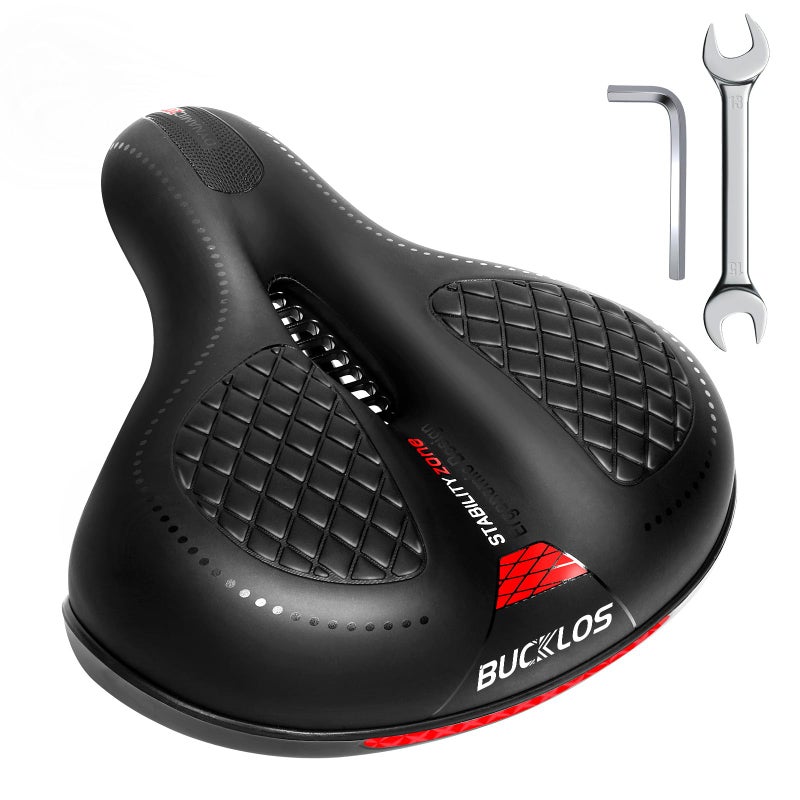 BUCKLOS Comfortable Bike Seat Cushion for Men Women Wide Bicycle Saddle Soft Memory Foam Padded Replacement Seats Fit for Peloton, Exercise Bikes, Ebike,Cruiser - Image 1