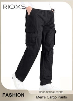 RIOXS Men's Cargo Pants, Comfy Jogging Trousers For Men, Men's Casual Cargo Trousers, Full Length Breathable Pants With Multi Pockets, Jogger Pants, Outdoor Hiking Work Sweatpants  - Image 2