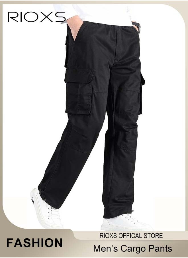 RIOXS Men's Cargo Pants, Comfy Jogging Trousers For Men, Men's Casual Cargo Trousers, Full Length Breathable Pants With Multi Pockets, Jogger Pants, Outdoor Hiking Work Sweatpants  - Image 2