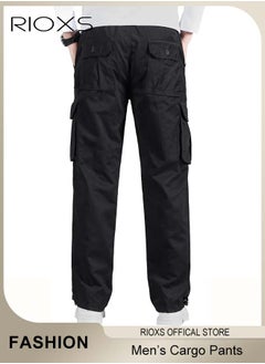 RIOXS Men's Cargo Pants, Comfy Jogging Trousers For Men, Men's Casual Cargo Trousers, Full Length Breathable Pants With Multi Pockets, Jogger Pants, Outdoor Hiking Work Sweatpants  - Image 4