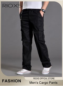 RIOXS Men's Cargo Pants, Comfy Jogging Trousers For Men, Men's Casual Cargo Trousers, Full Length Breathable Pants With Multi Pockets, Jogger Pants, Outdoor Hiking Work Sweatpants  - Image 1