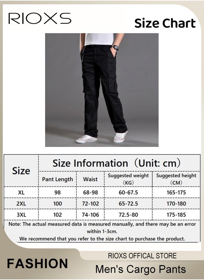 RIOXS Men's Cargo Pants, Comfy Jogging Trousers For Men, Men's Casual Cargo Trousers, Full Length Breathable Pants With Multi Pockets, Jogger Pants, Outdoor Hiking Work Sweatpants  - Image 5