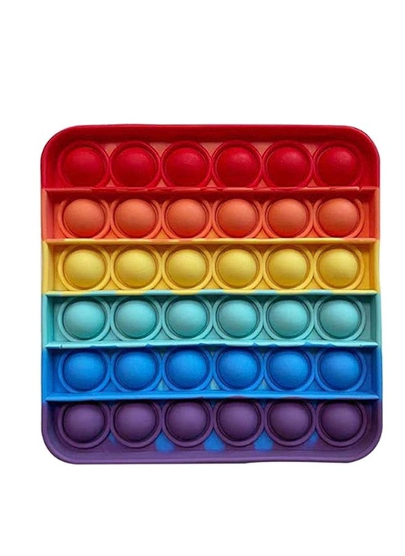 null - Push pop Bubble Squeeze Sensory Toy, Push Pop Pop Bubble Sensory Fidget Toy, Pop It Figit Toy Fidget Toys Autism Special Needs Stress Reliever, Push Bubble Gadgets (Rainbow square) - Image 1