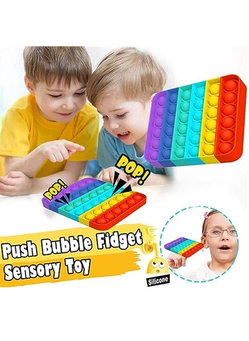 null - Push pop Bubble Squeeze Sensory Toy, Push Pop Pop Bubble Sensory Fidget Toy, Pop It Figit Toy Fidget Toys Autism Special Needs Stress Reliever, Push Bubble Gadgets (Rainbow square) - Image 1
