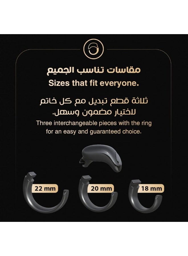 أكسلوت خاتم ذكر ذكي، عداد تسبيح رقمي بشاشة OLED، مقاس قابل للتبديل، تطبيق بلوتوث، تنبيهات بالاهتزاز، تنبيهات الوقت، تذكير بالتسبيح، بطارية تدوم طويلاً، مقاوم للماء والغبار، هدية مثالية للمسلمين - برتقالي - Image 3