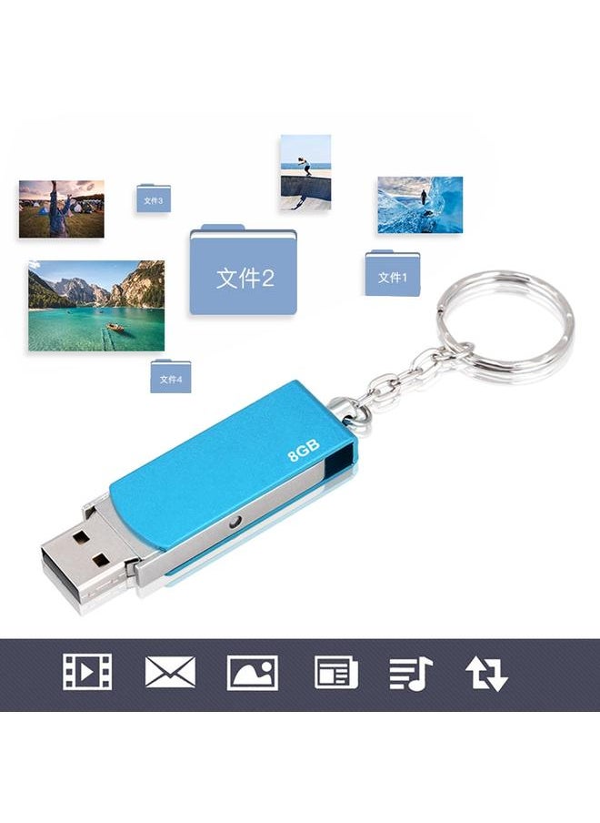 Thoraya Ultra thin Waterproof Keychain High speed Metal Rotating U Disk Blue 8G  - Image 4