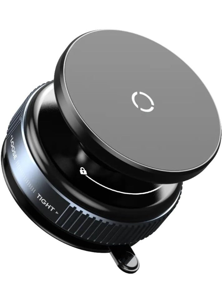 Vacuum Suction Magnetic Phone Holder for Car – Wireless Stand with Strong Suction Cup Base, 360° Rotation, Universal Magnetic Car Mount for Smartphones – Black - Image 1