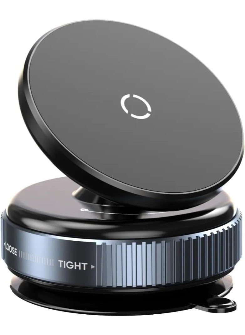 Vacuum Suction Magnetic Phone Holder for Car – Wireless Stand with Strong Suction Cup Base, 360° Rotation, Universal Magnetic Car Mount for Smartphones – Black - Image 2