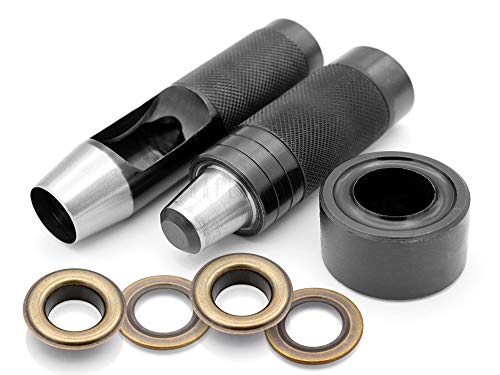 CRAFTMEMORE 1 Inch Grommet Tool Kit Eyelet Setting Tool Grommet Setter Hole Punch Cutter & Pack of 10 Grommets (1" (25mm) Inside Diameter) - Image 1