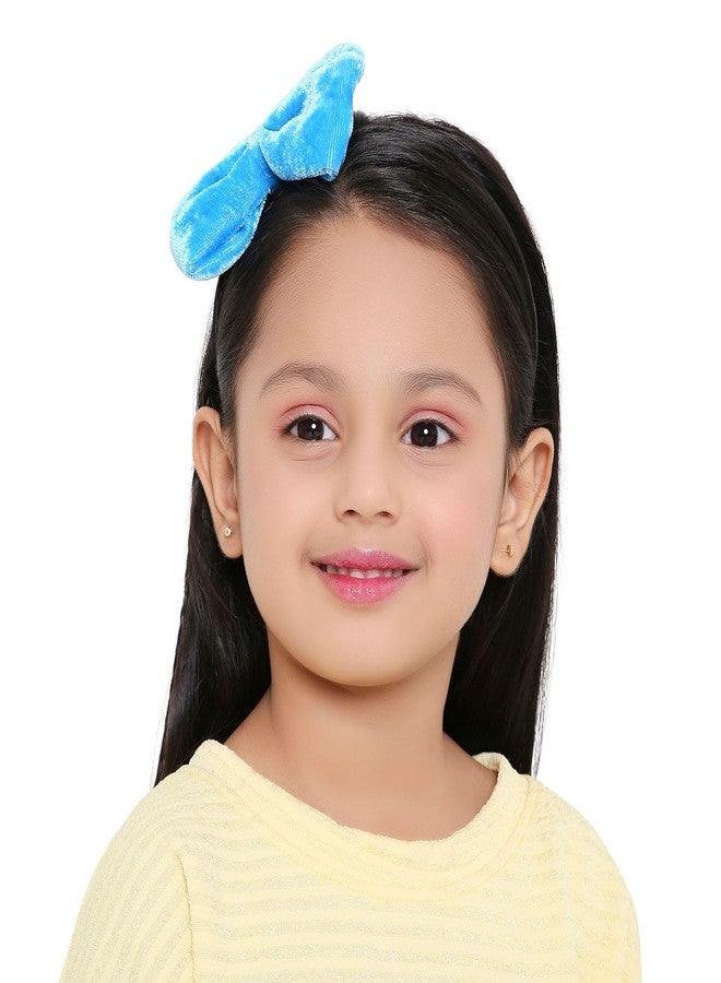 طوق شعر أرينديل المخملي الأزرق ذو فيونكة كبيرة للبنات - لطيف وكلاسيكي [AHA409] - Image 1