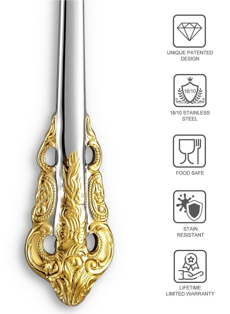 SYOSI Gorgeous 6.3" Small spoons, 18/10 Stainless Steel, Luxury Teaspoons, Stirring, Mixing, Sugar, Cake, Dessert Spoons, Dishwasher Safe, Fine Mirror Polished(4PCS Gold Accent) - Image 2