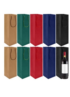 KASTWAVE Wine Gift Bags, 5 Color Party Bags Tote Bag with Strong Rope Handles for Anniversary Wedding Birthday Party Favors Housewarming Business Retail Merchandise Set of 10 Pieces  - Image 1