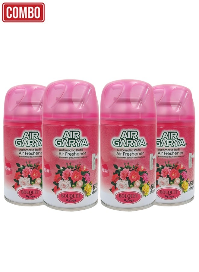 Air Freshener Automatic Refill Bouquet Scent 4 Combo Pack | Long-Lasting Odor Control for Home Office Car | 250ml Each | Compatible with Dispensers - Image 1