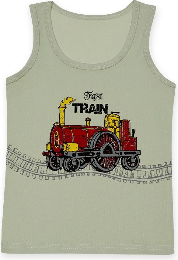 Donella 5 Colored Train Printed Boy Undershirt - 777010