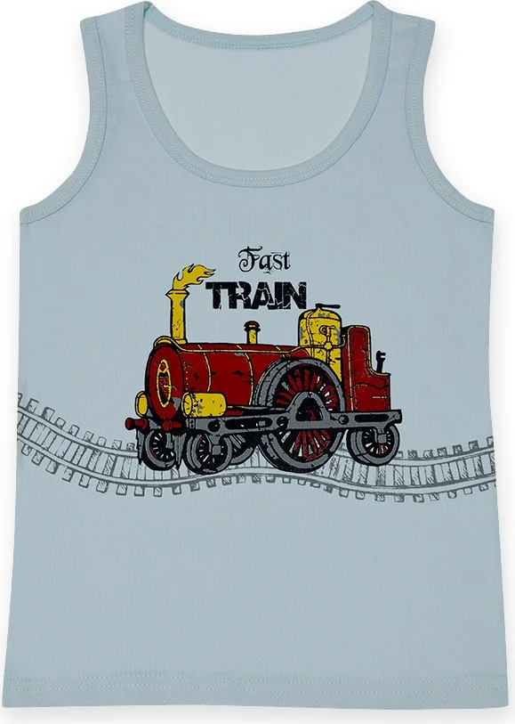 Donella 5 Colored Train Printed Boy Undershirt - 777010