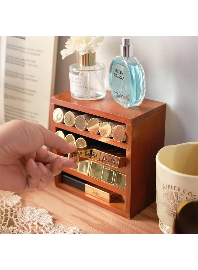 1pcs Vintage Solid Wood Lipstick Storage Box, Desktop Cosmetics Storage Rack, Layered Multiple Grids Display Table,Small Item Organizer，Suitable For Living Room, Bedroom, Bathroom，Entrance（Only A Shelf） - Image 2