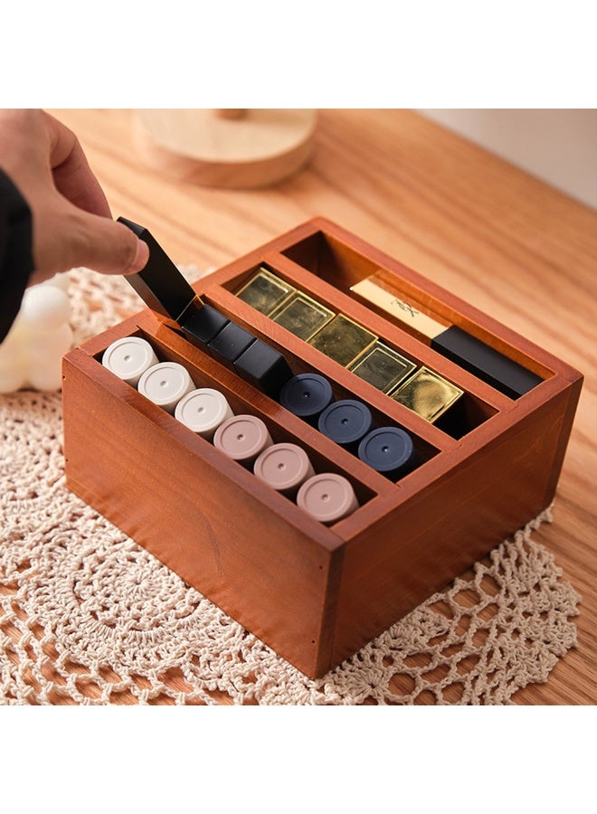 1pcs Vintage Solid Wood Lipstick Storage Box, Desktop Cosmetics Storage Rack, Layered Multiple Grids Display Table,Small Item Organizer，Suitable For Living Room, Bedroom, Bathroom，Entrance（Only A Shelf） - Image 4