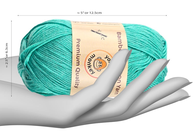 Yonkey Monkey 10-Pack of Yonkey Monkey 500 Grams Yarn - 70% Rayon derived from Bamboo, 30% Cotton - Imported - Light Green 9071 - Image 2
