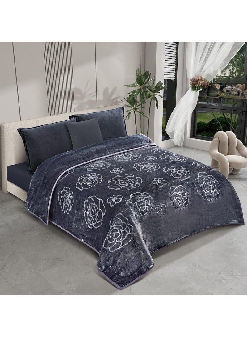 ART Two-Sided Blanket Weight 5 Kg Engraved Face Plain Face With A Super Soft Texture King Size 200x240 Cm Brown - Image 1