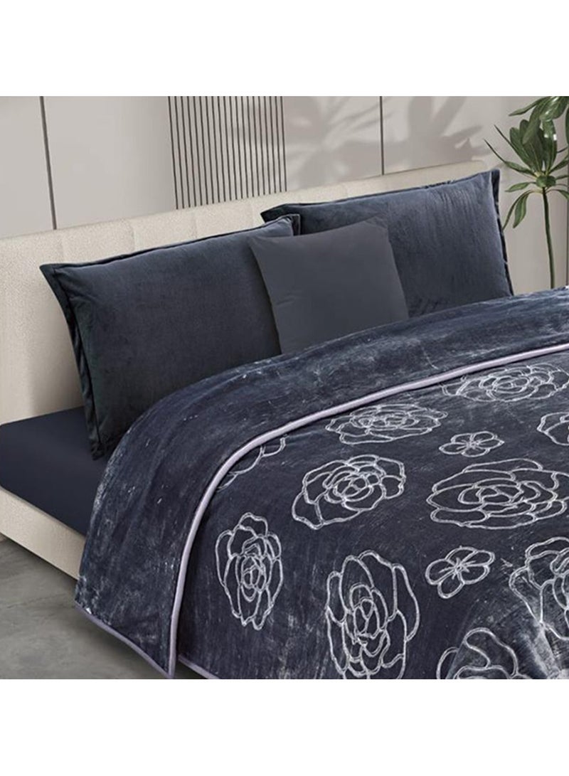 ART Two-Sided Blanket Weight 5 Kg Engraved Face Plain Face With A Super Soft Texture King Size 200x240 Cm Brown - Image 2