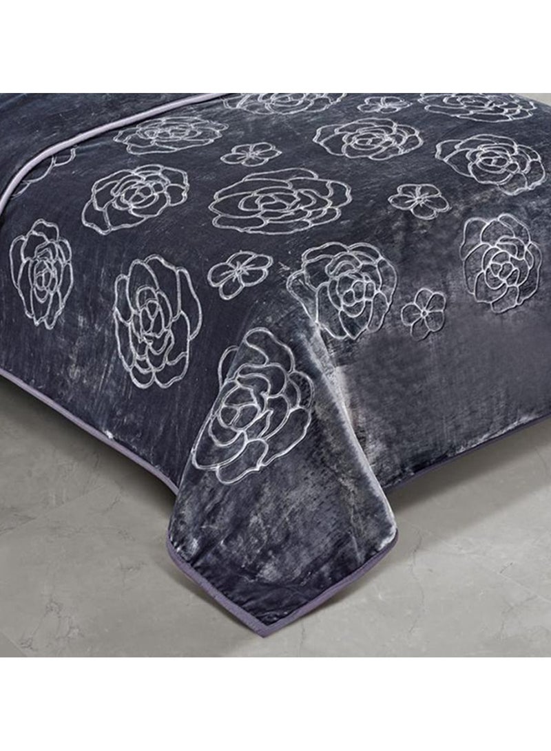 ART Two-Sided Blanket Weight 5 Kg Engraved Face Plain Face With A Super Soft Texture King Size 200x240 Cm Brown - Image 3