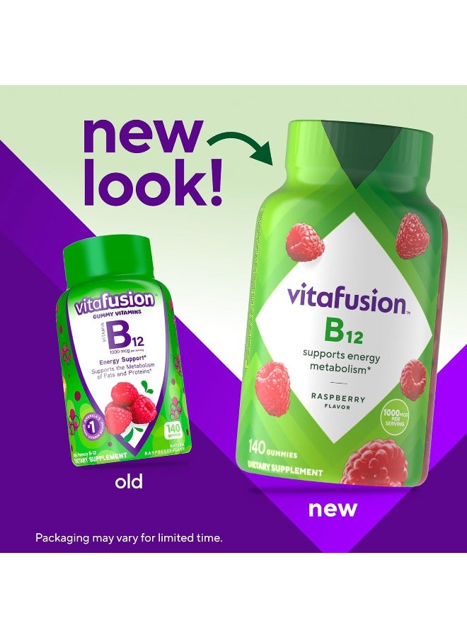 Vitafusion Vitamin B12 Gummy Vitamins For Energy Metabolism Support, Raspberry Flavored, 70 Day Supply, 140 Count - Image 2