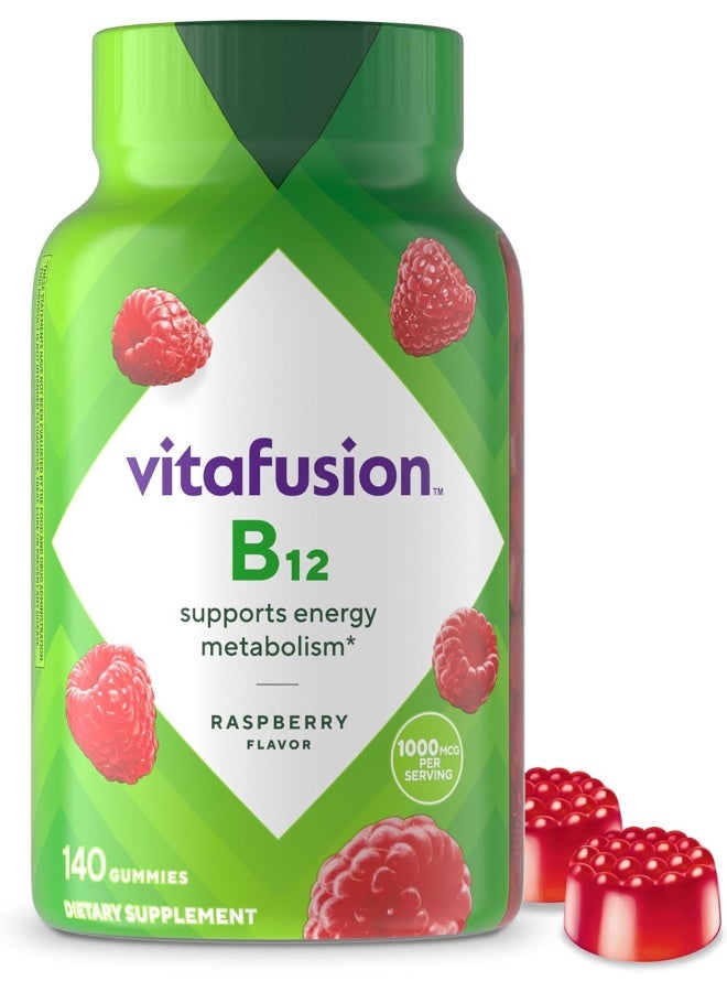 Vitafusion Vitamin B12 Gummy Vitamins For Energy Metabolism Support, Raspberry Flavored, 70 Day Supply, 140 Count - Image 1