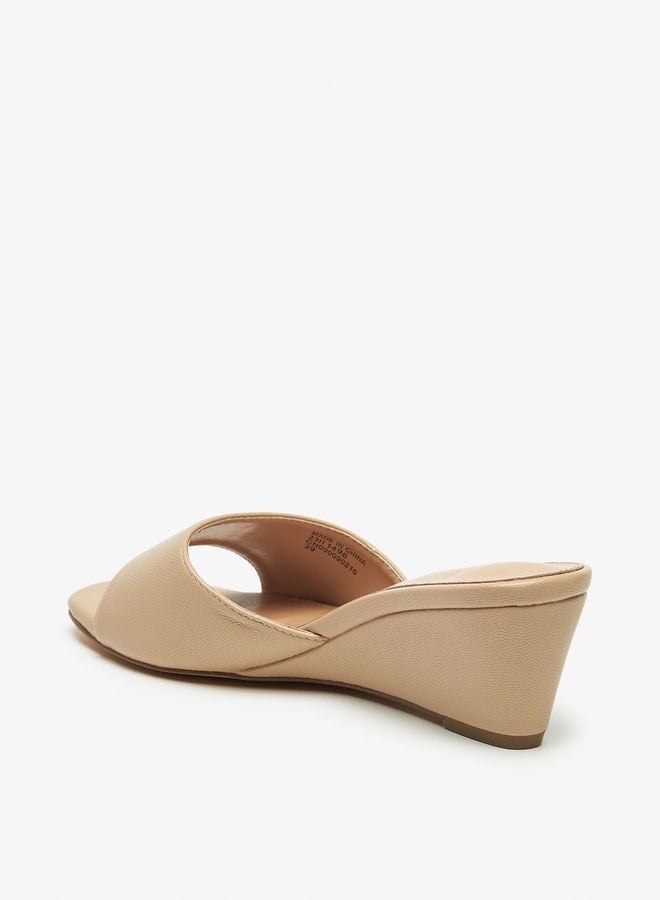 Flora Bella By Shoexpress Solid Slip On Sandals with Wedge Heels  - Image 2