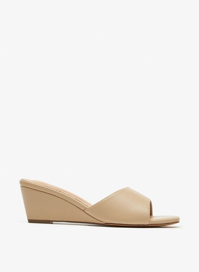 Flora Bella By Shoexpress Solid Slip On Sandals with Wedge Heels  - Image 3