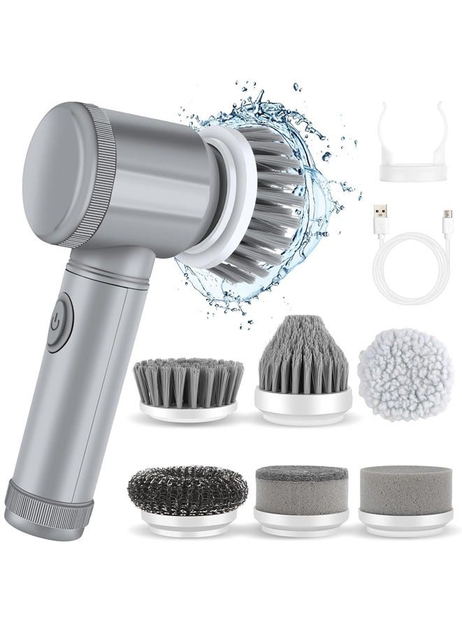 Muyixin Electric Spin Scrubber Cordless Spin Scrubber with 6 Replaceable Brush Heads Electric Cleaning Brush Cleaning Tools - Image 1