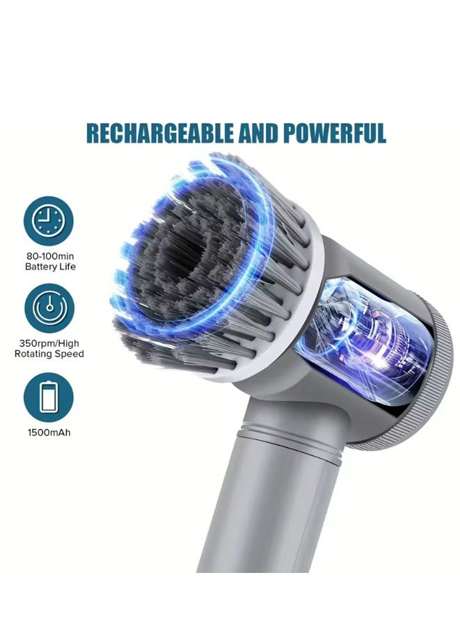 Muyixin Electric Spin Scrubber Cordless Spin Scrubber with 6 Replaceable Brush Heads Electric Cleaning Brush Cleaning Tools - Image 3