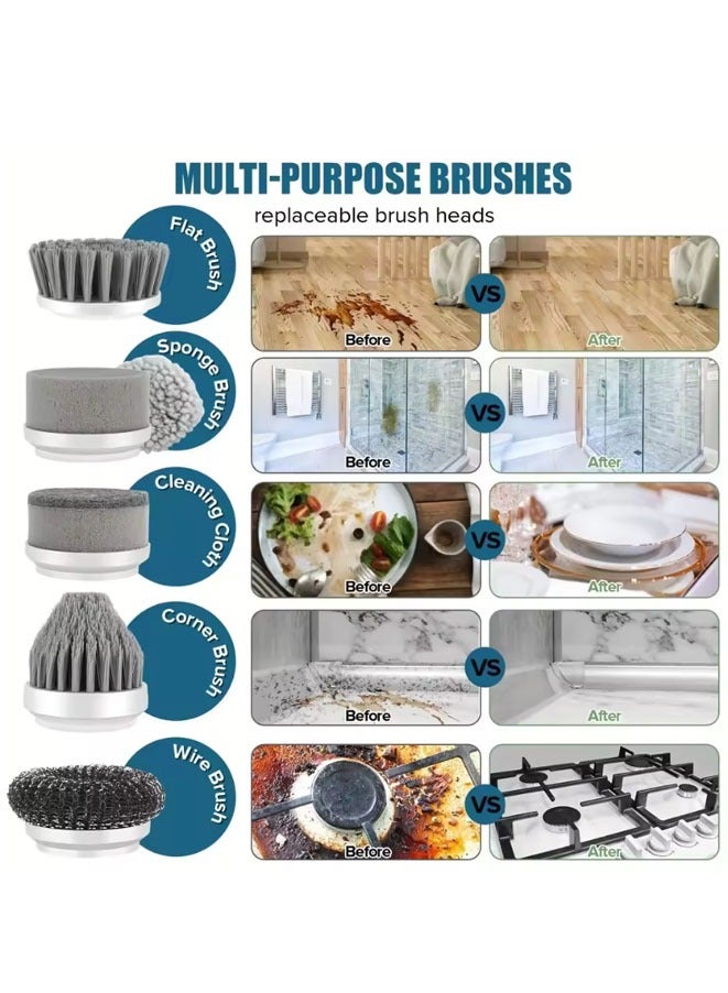 Muyixin Electric Spin Scrubber Cordless Spin Scrubber with 6 Replaceable Brush Heads Electric Cleaning Brush Cleaning Tools - Image 4