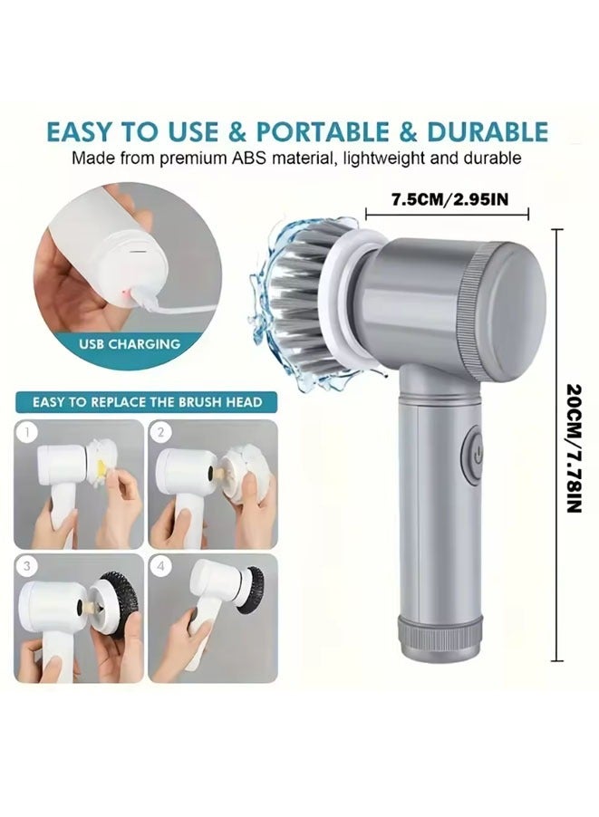 Muyixin Electric Spin Scrubber Cordless Spin Scrubber with 6 Replaceable Brush Heads Electric Cleaning Brush Cleaning Tools - Image 2