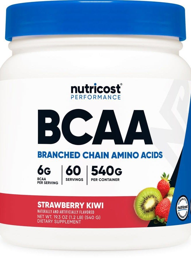 Nutricost BCAA Powder (Strawberry Kiwi) 60 Servings - Optimal 2:1:1 Ratio - Image 1