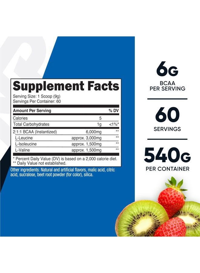 Nutricost BCAA Powder (Strawberry Kiwi) 60 Servings - Optimal 2:1:1 Ratio - Image 2