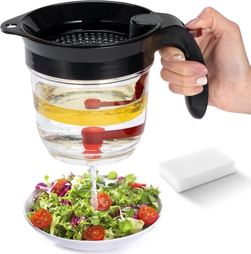 Sumteene Fat Separator for Gravy, 4 Cup Grease Gravy Separator with Scale, 32oz Grease Gravy Separator with Measuring Cup and Filter, with Multi-Functional Dish Sponge - Image 1