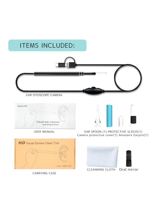 Visual Earwax Removal Tool - 5.5mm HD Otoscope Camera, with 6 Adjustable LED Lights, Type-C/Android/PC Compatible, Professional Ear Cleaning Endoscope for Home Use, Black - Image 2