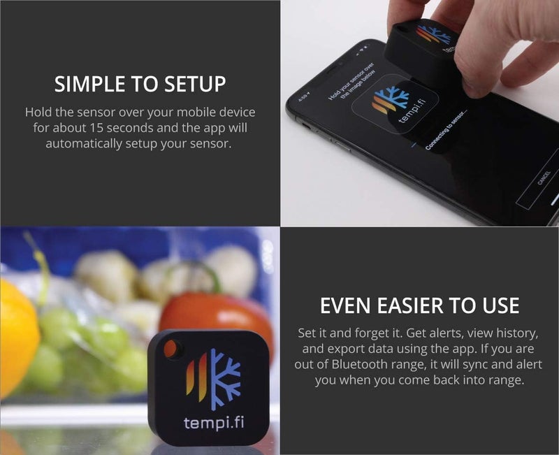 tempi.fi Wireless Temperature and Humidity Sensor - Developed in The USA - 24/7 Data Logger with Alarm – Bluetooth Smart Thermometer and Hygrometer - Bluetooth Only - Not WiFi - Image 3