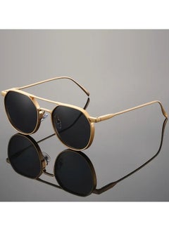 QUALITY Classic Round Fashion Fashion Glasses - Protection, Golden-Tone Frame & Lenses  - Image 2