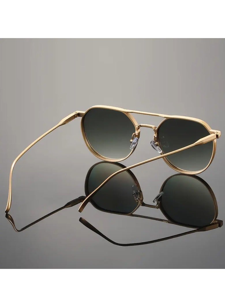 كوالتي نظارات عصرية كلاسيكية دائرية - حماية، إطار وعدسات ذهبية اللون - Image 4