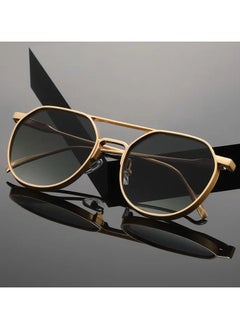QUALITY Classic Round Fashion Fashion Glasses - Protection, Golden-Tone Frame & Lenses  - Image 5