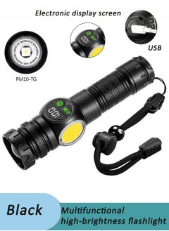 Generic Multifunctional bright flashlight，Flashlight Strong Light  Zoom Highlight Tactical Flashlight 3 Modes Outdoor Waterproof LED Flashlight ， long battery life, side light, portable, outdoor emergency maintenance, strong magnetic lighting flashlight，Waterproof Flashlights for Camping Hiking  - Image 1
