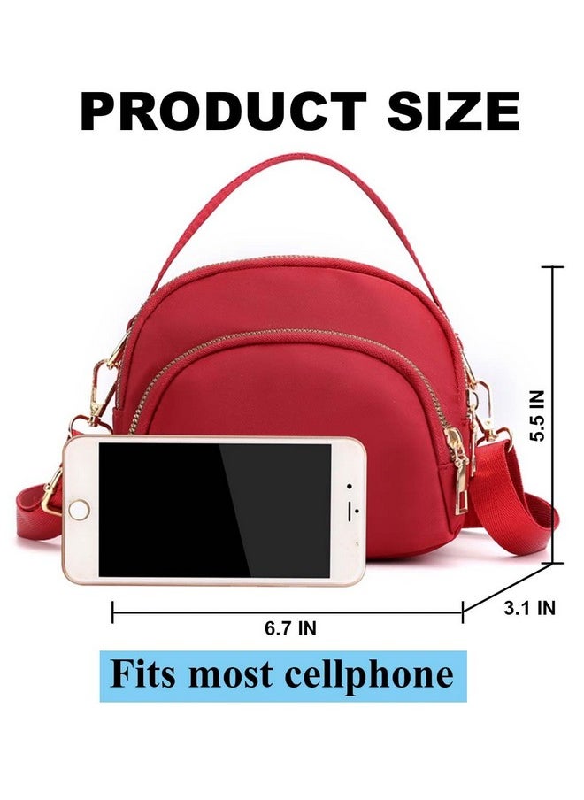 Semikk - Small Crossbody Purse For Women Nylon Crossbody Wallet Phone Bag Shoulder Strap Wallet Pouch Mini Crossbody Cell Phone Purse With Triple Pockets And Adjustable Strap B Black - Image 1