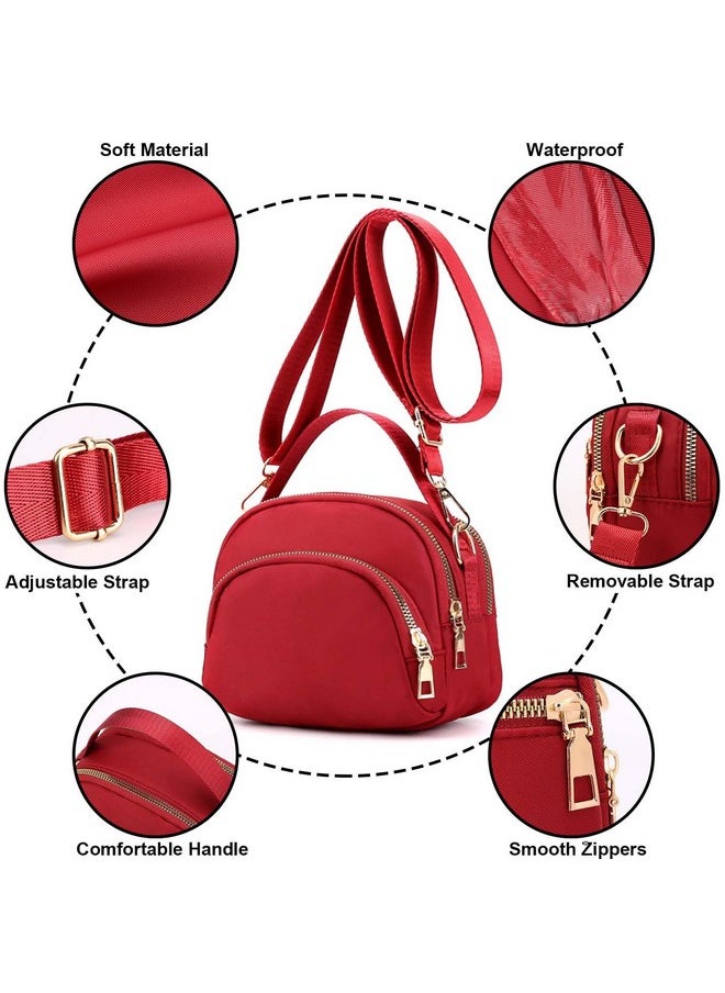Semikk - Small Crossbody Purse For Women Nylon Crossbody Wallet Phone Bag Shoulder Strap Wallet Pouch Mini Crossbody Cell Phone Purse With Triple Pockets And Adjustable Strap B Black - Image 1