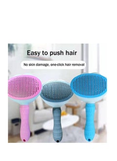 Generic Self Cleaning Brush Comb for Dogs and Cats Pet Grooming (Blue)  - Image 2