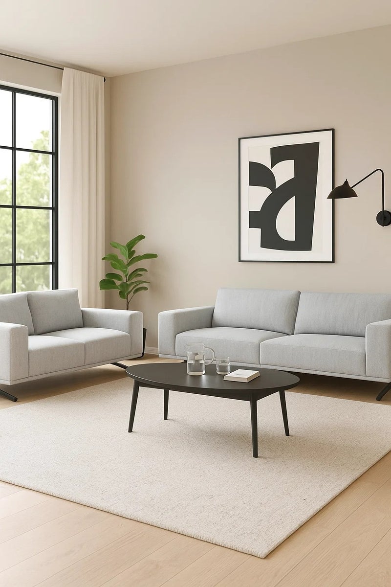 LOFT WONDER,SOFA SET,3+2 SEATER,230/260X101X84CMS,living room,LIGHT GREY,BLACK K -LEG/EASY3 - Image 1