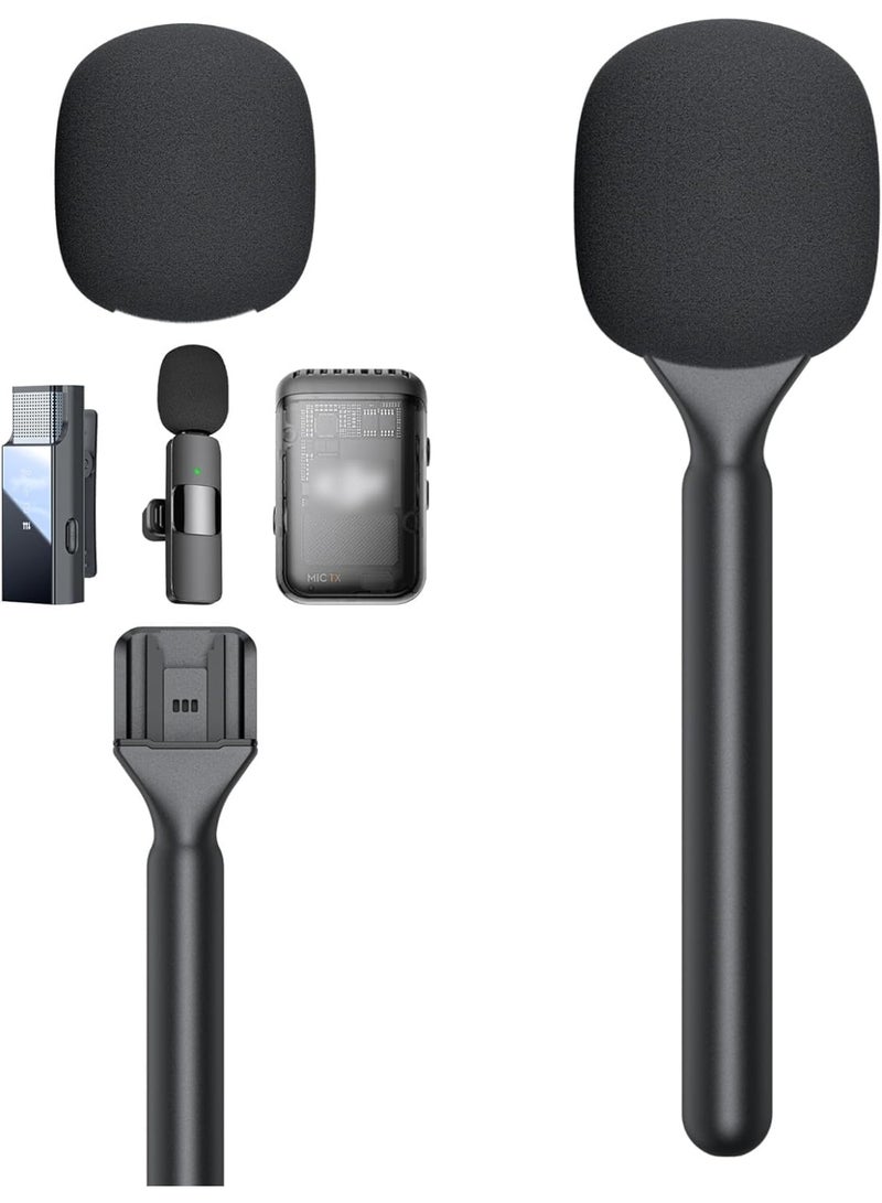 JAJEEK Wireless Interview Microphone Handle Adapter – Universal Handheld Mount for Wireless Lavalier Mics, Compatible with Clip-On Transmitters, Professional Interview, Vlogging & Podcast Accessory with Secure Grip, Lightweight & Portable Design - Image 2