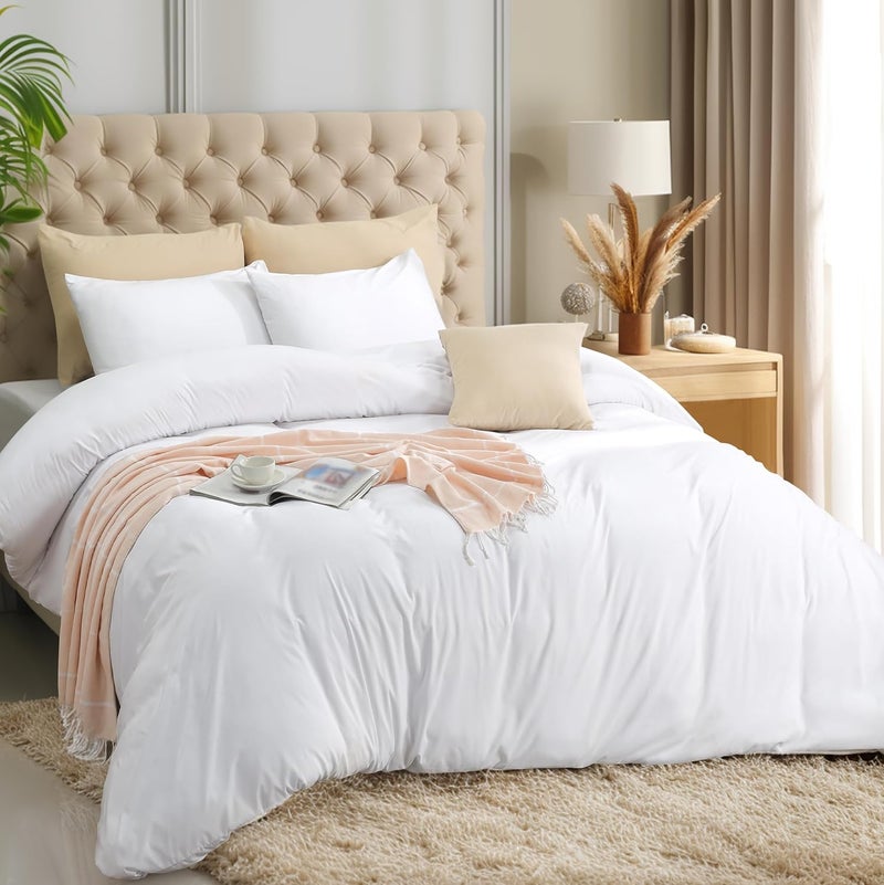 Utopia Bedding Duvet Cover Set with Pillowcases - 3 Pieces Bedding Duvet Cover with Zipper Closure - 1 Duvet Cover with 2 Pillowcases - Soft Brushed Microfiber (Queen, White) - Image 1