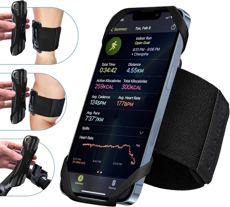 Cikyner Running Armband, 3 in 1 Running Phone Holder Sports Armband Bicycle Phone Holder 360° Rotatable & Detachable Running Phone Armband for 4.5-7'' iPhone Huawei for Gym Running Hiking (G4) - Image 1