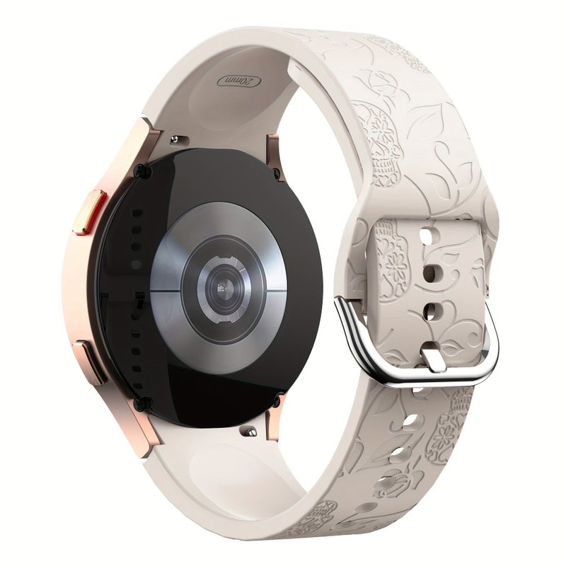 حزام مطبوع غير ملحوم باللون الرمادي الفاتح بمقاس 20 ملم متوافق مع ساعات Samsung Galaxy Watch 7 FE و6 و5 و4 - Image 3